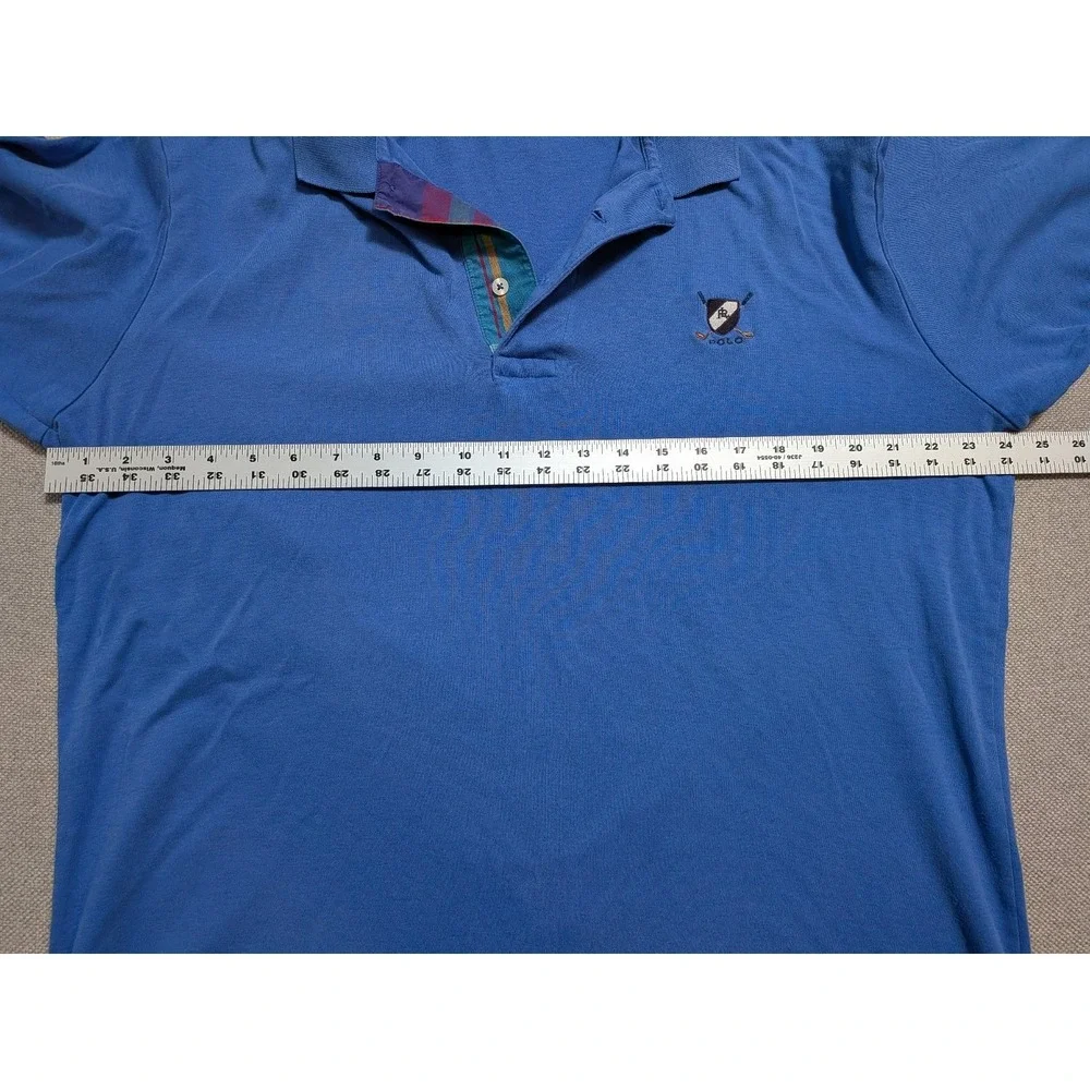 Polo Ralph Lauren Men's L Blue Cotton Golf Logo Short Sleeve Polo Shirt Logo